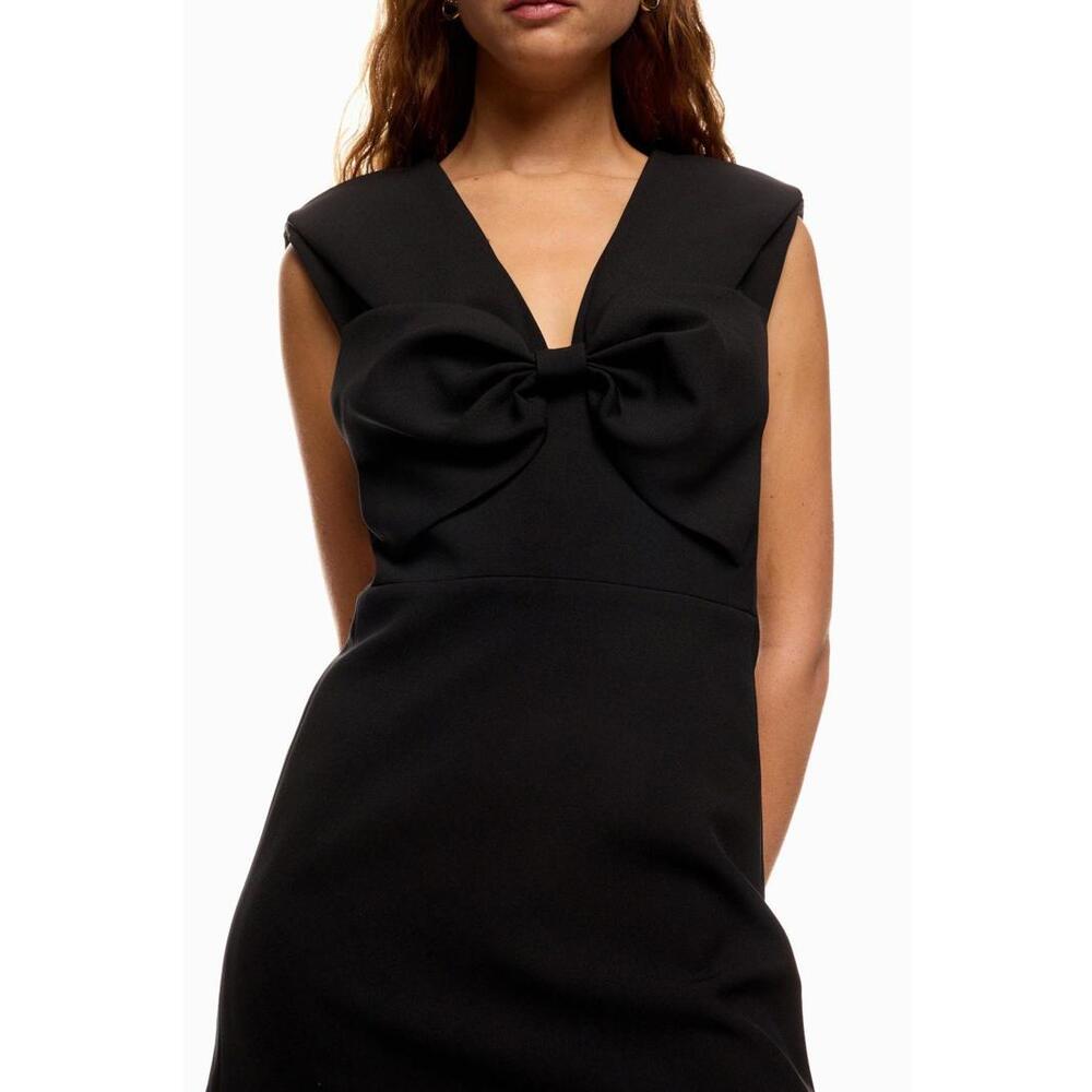 Sandro Black Mini Dress With Bow Detail Size 40